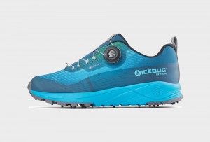 Icebug NewRun BUGrip GTX Studs Women's Running Shoes White Blue / Light Turquoise | CA-0412-IPMWV