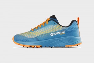 Icebug NewRun BUGrip Studs Men's Running Shoes White Blue / Orange | CA-0543-UFTIP