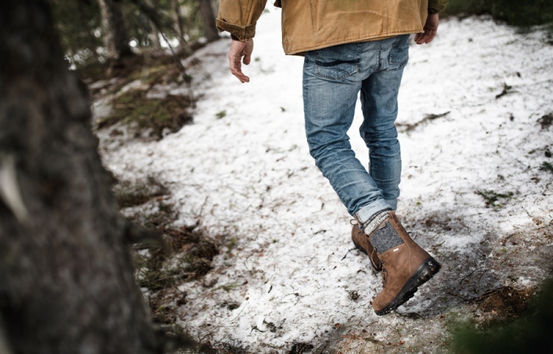 Icebug Adak ReWool BUGrip Studs Men's Winter Boots Coffee / Grey | CA-8973-VNRDO