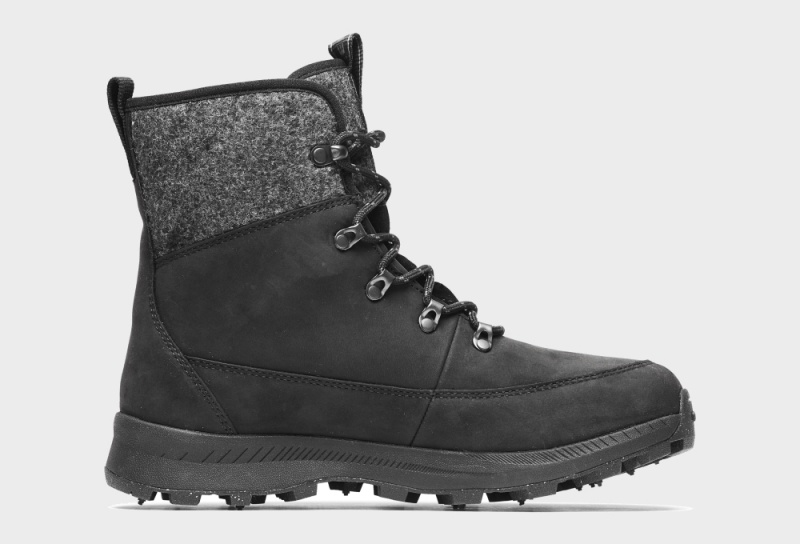 Icebug Adak ReWool BUGrip Studs Men's Winter Boots Black / Grey | CA-0598-XMINO