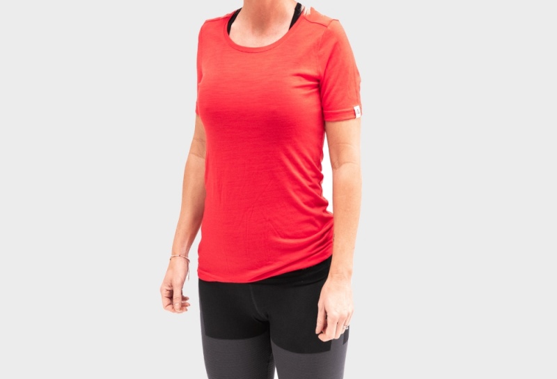 Icebug Merino Forest Femmes Women's T-Shirt Red | CA-3912-RJEQY