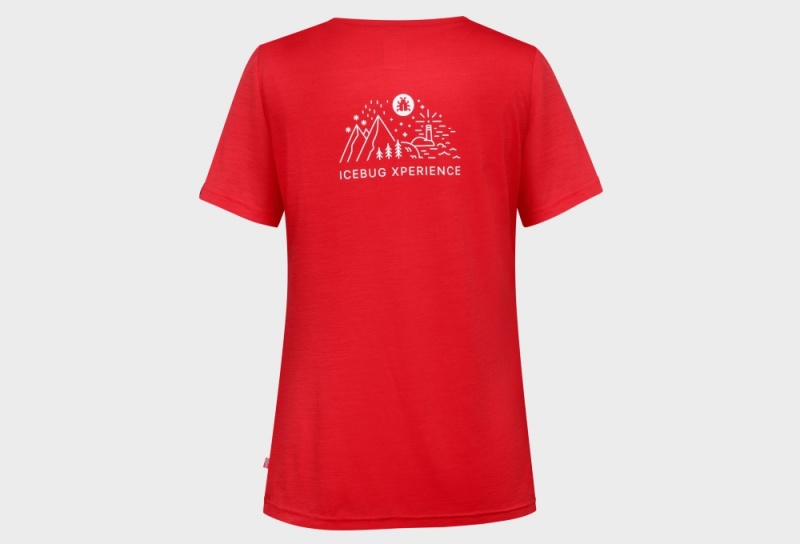 Icebug Merino IX Women's T-Shirt Red | CA-1604-XKJRL