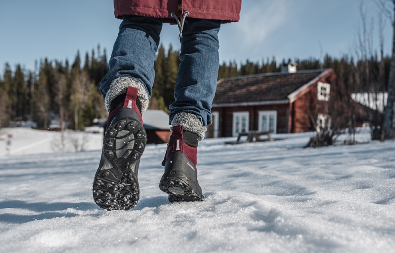 Icebug Metro 2 BUGrip Studs Women's Winter Boots Black / Claret | CA-7148-YCWGS