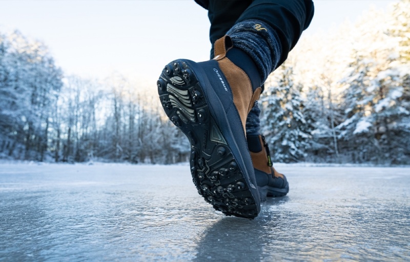 Icebug Metro 2 BUGrip Studs Women's Winter Boots Black / Khaki | CA-2958-GHNBS