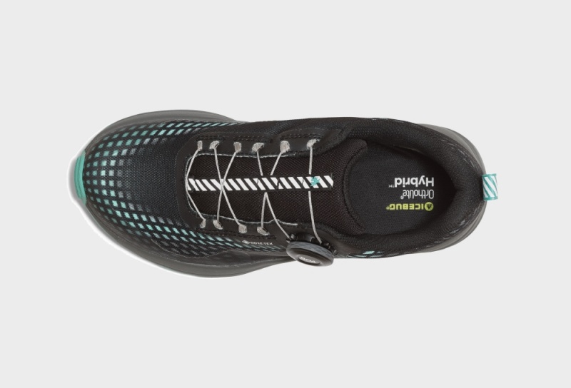 Icebug NewRun BUGrip GTX Studs Women's Running Shoes Black / Turquoise | CA-1306-CSFNW