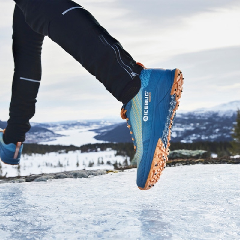 Icebug NewRun BUGrip Women's Running Shoes White Blue / Orange | CA-8254-QEHUO