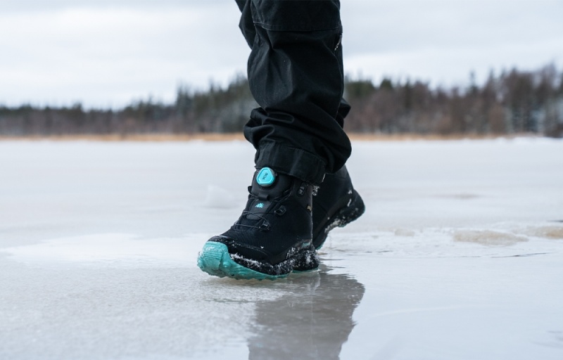 Icebug Stavre BUGrip GTX Studs Women's Winter Boots Black / Turquoise | CA-1649-WASQR